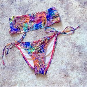 Fashion Nova Multi Tropical Two Piece Swimsuit